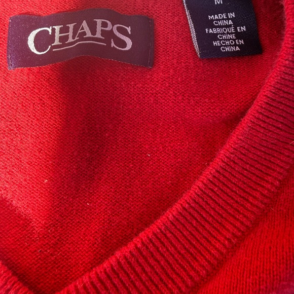 Chaps Men’s Bold Red V-Neck Sweater Vest. Medium. No damage - Picture 2 of 2